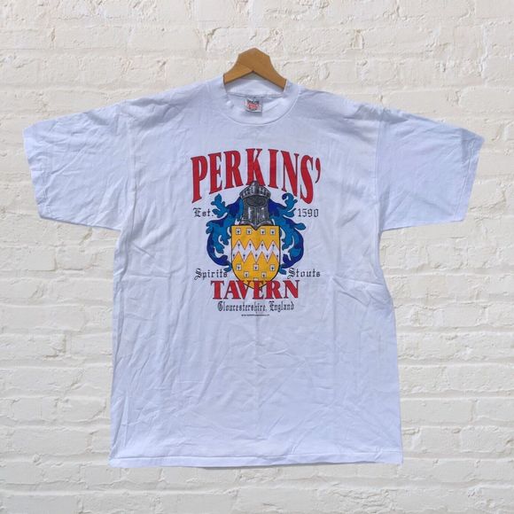 Vintage Tavern T-shirt Gloucesterchire England 1991 Perkins Spirits Stouts - Picture 1 of 7